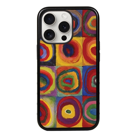 Famous Art Case for iPhone 15 Pro Max (Kandinsky - Squares with Concentric Rings) 
