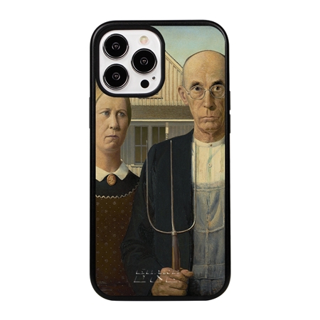 Famous Art Case for iPhone 14 Pro Max (Wood - American Gothic) 
