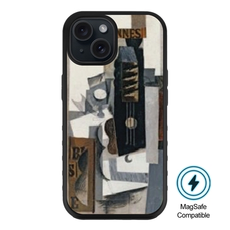 Famous Art MagSafe Case for iPhone 15 Plus (Picasso - Glass Guitar and Bottle) 
