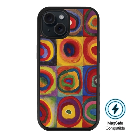 Famous Art MagSafe Case for iPhone 15 (Kandinsky - Squares with Concentric Rings) 

